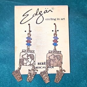 NEW Vintage Signed Edgar Berebi Sterling Silver Dangle Movie Earrings